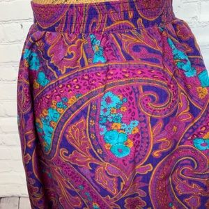 Vintage Purple Paisley midi skirt With pockets medium